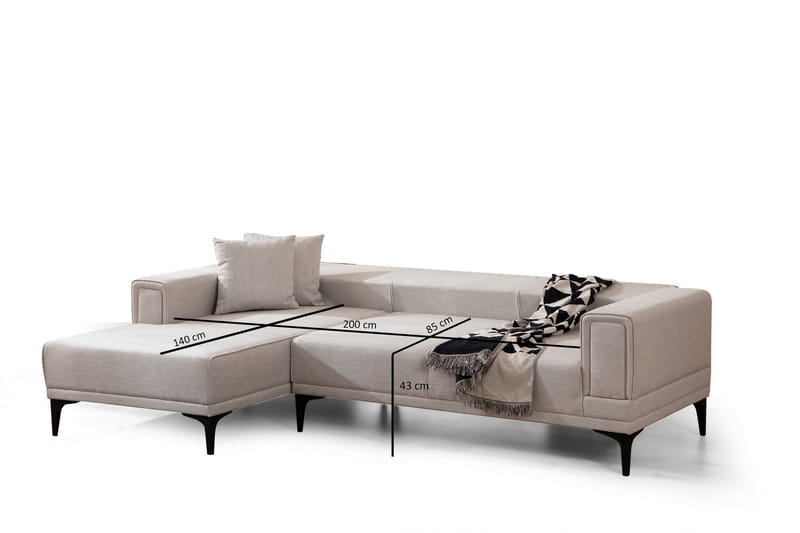 Sovesofa med divan Naoko - Beige - Hjørnesovesofa