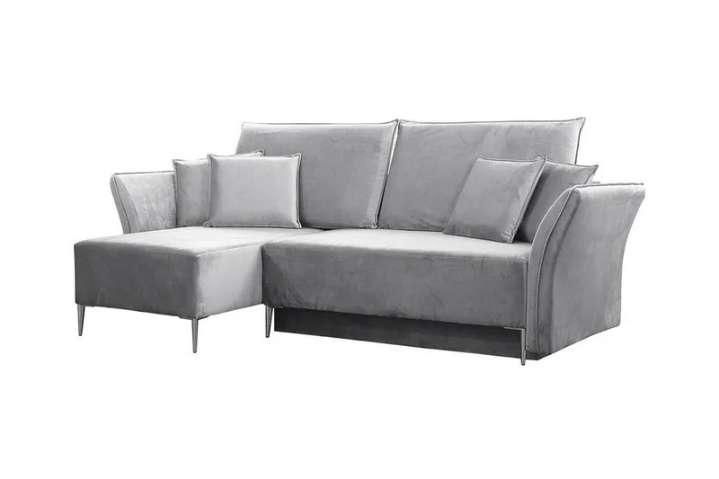 Staffin 3-seter Venstrevendt Sovesofa 140x200 cm med Oppbevaring i Fløyel, Grå