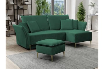 Staffin 3-sits Hörnbäddsoffa NO_BRAND Dark green - Møbler - Sofaer - Sovesofaer - Hjørnesovesofa