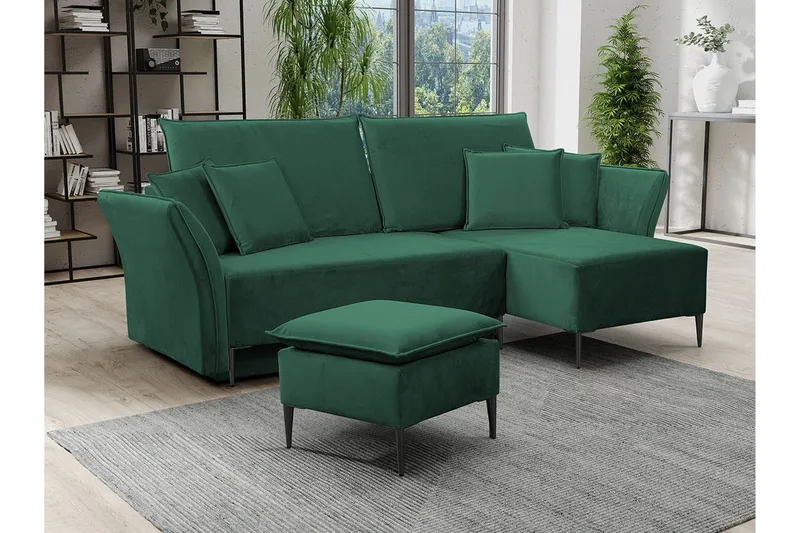 Staffin 3-sits Hörnbäddsoffa NO_BRAND Dark green - Møbler - Sofaer - Sovesofaer - Hjørnesovesofa