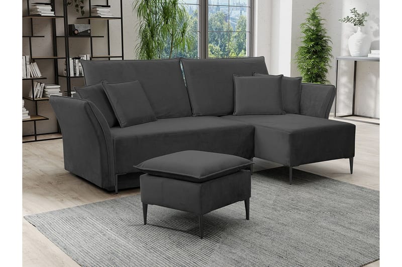 Staffin 3-sits Hörnbäddsoffa NO_BRAND Dark grey - Møbler - Sofaer - Sovesofaer - Hjørnesovesofa