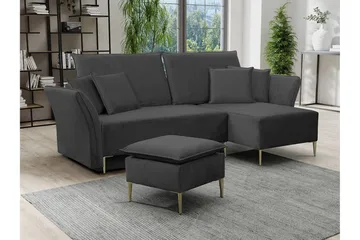 Staffin 3-sits Hörnbäddsoffa NO_BRAND Dark grey - Møbler - Sofaer - Sovesofaer - Hjørnesovesofa
