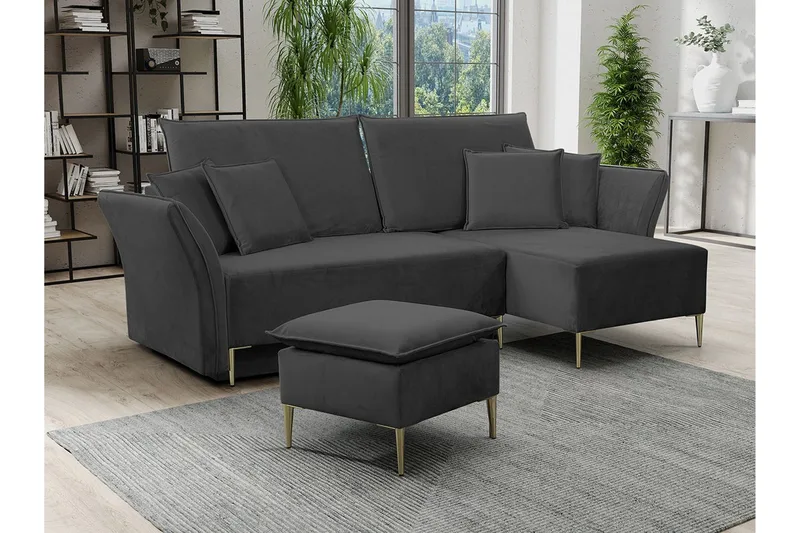 Staffin 3-sits Hörnbäddsoffa NO_BRAND Dark grey - Møbler - Sofaer - Sovesofaer - Hjørnesovesofa