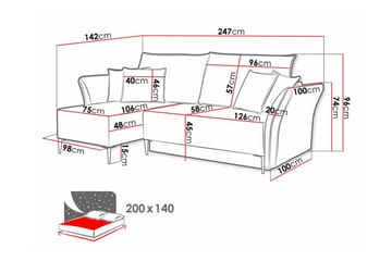 Staffin 3-sits Hörnbäddsoffa NO_BRAND Dark yellow - Møbler - Sofaer - Sovesofaer - Hjørnesovesofa