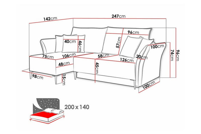 Staffin 3-sits Hörnbäddsoffa NO_BRAND Dark yellow - Møbler - Sofaer - Sovesofaer - Hjørnesovesofa