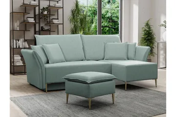 Staffin 3-sits Hörnbäddsoffa NO_BRAND Light green - Møbler - Sofaer - Sovesofaer - Hjørnesovesofa