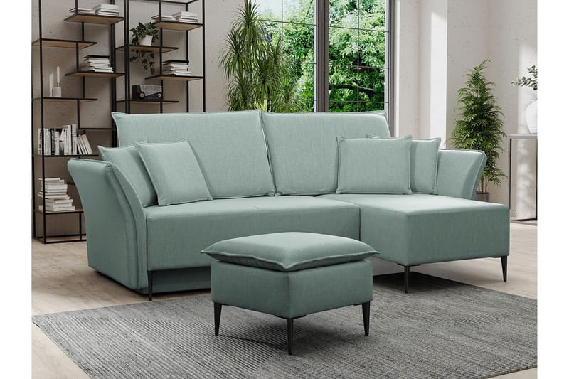 Staffin 3-sits Hörnbäddsoffa NO_BRAND Light green/Green/Mint - Møbler - Sofaer - Sovesofaer - Hjørnesovesofa