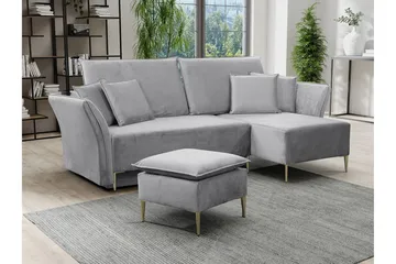Staffin 3-sits Hörnbäddsoffa NO_BRAND Ljusgrå - Møbler - Sofaer - Sovesofaer - Hjørnesovesofa
