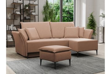 Staffin 3-sits Hörnbäddsoffa NO_BRAND Pink - Møbler - Sofaer - Sovesofaer - Hjørnesovesofa