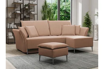 Staffin 3-sits Hörnbäddsoffa Pink - Møbler - Sofaer - Sovesofaer - Hjørnesovesofa