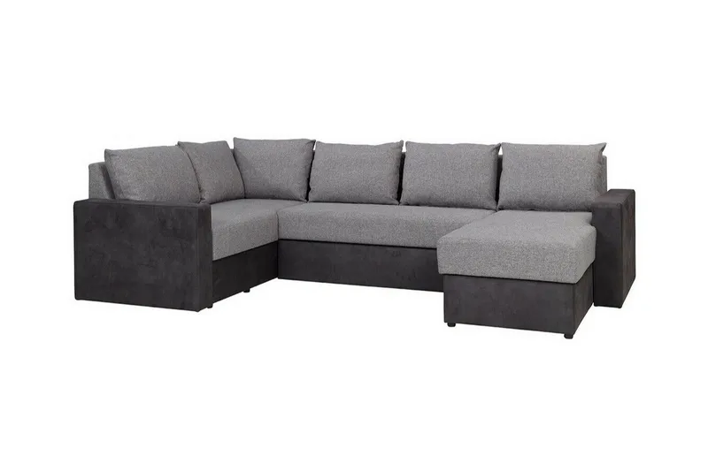 Staffin 4-seter Høyre U-formet Hjørnesovesofa 140x270 cm med Oppbevaring i Stoff, Grå
