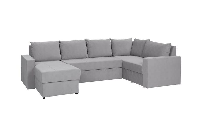 Staffin 4-seter Venstrevendt U-formet Hjørnesovesofa 140x270 cm med Oppbevaring i Stoff, Grå