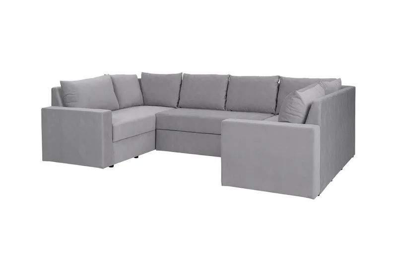 Staffin 4-seters U-formet Hjørnesovesofa 140x276 cm med Oppbevaring i Stoff, Grå