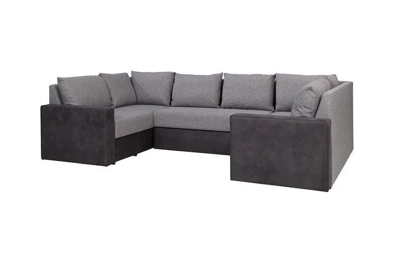 Staffin 4-seters U-formet Hjørnesovesofa 140x276 cm med Oppbevaring i Stoff, Grå