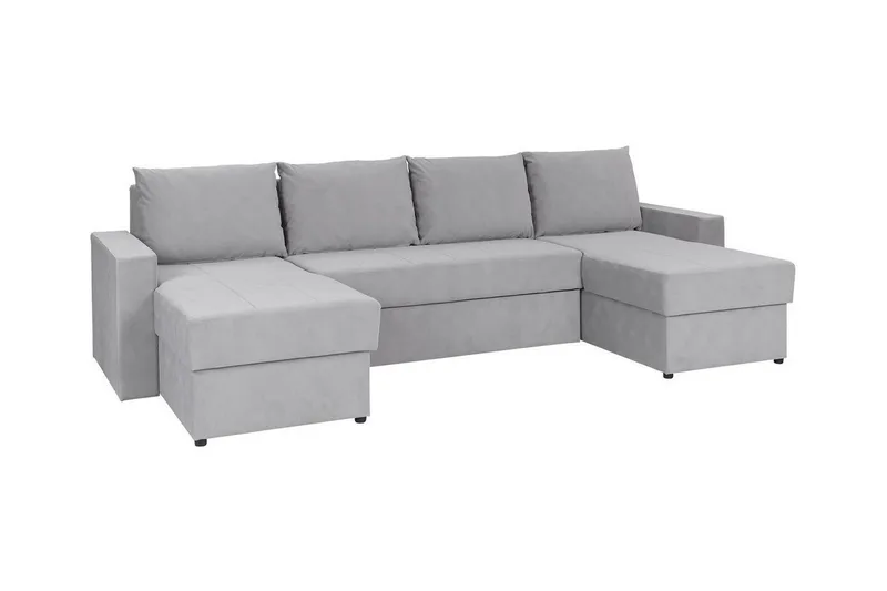 Staffin 4-seters U-formet Hjørnesovesofa 140x283 cm med Oppbevaring i Stoff, Grå