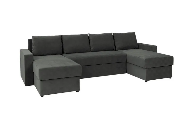 Staffin 4-seters U-formet Hjørnesovesofa 140x283 cm med Oppbevaring i Stoff, Mørkegrå