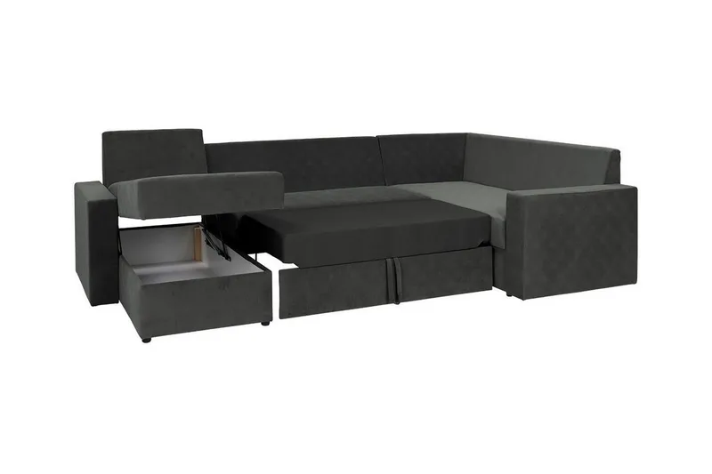 Staffin 4-sits Hörnbäddsoffa Dark grey - Møbler - Sofaer - Sovesofaer - Hjørnesovesofa