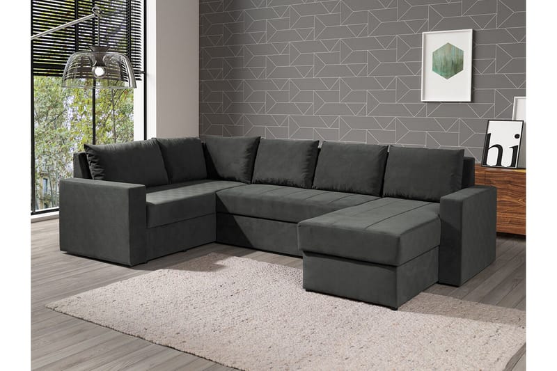 Staffin 4-sits Hörnbäddsoffa Dark grey - Møbler - Sofaer - Sovesofaer - Hjørnesovesofa