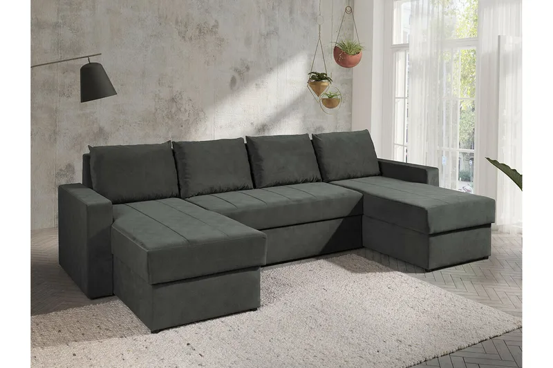 Staffin 4-sits Hörnbäddsoffa NO_BRAND Dark grey - Møbler - Sofaer - Sovesofaer - Sovesofa divan
