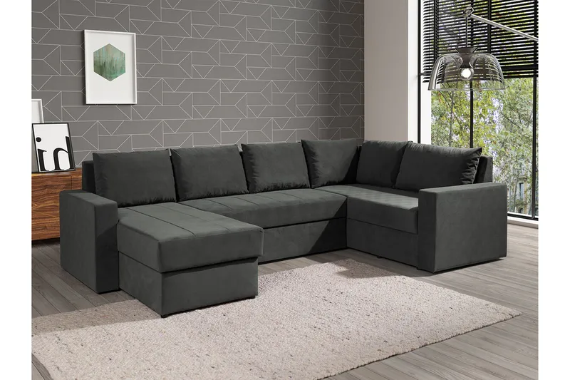 Staffin 4-sits Hörnbäddsoffa NO_BRAND Dark grey - Møbler - Sofaer - Sovesofaer - Hjørnesovesofa
