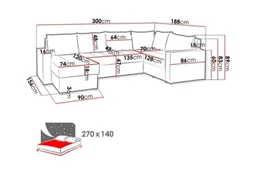 Staffin 4-sits Hörnbäddsoffa NO_BRAND Dark grey/Light grey - Møbler - Sofaer - Sovesofaer - Hjørnesovesofa