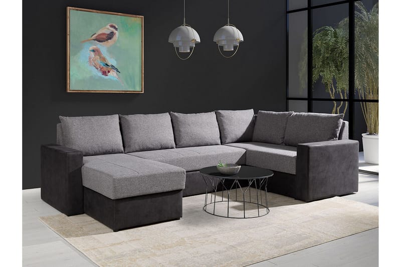 Staffin 4-sits Hörnbäddsoffa NO_BRAND Dark grey/Light grey - Møbler - Sofaer - Sovesofaer - Hjørnesovesofa