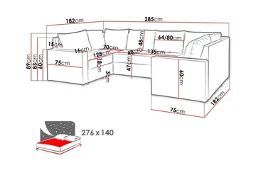 Staffin 4-sits Hörnbäddsoffa NO_BRAND Light grey/Dark grey - Møbler - Sofaer - Sovesofaer - Hjørnesovesofa