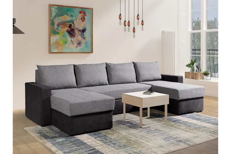 Staffin 4-sits Hörnbäddsoffa NO_BRAND Light grey/Dark grey - Møbler - Sofaer - Sovesofaer - Sovesofa divan