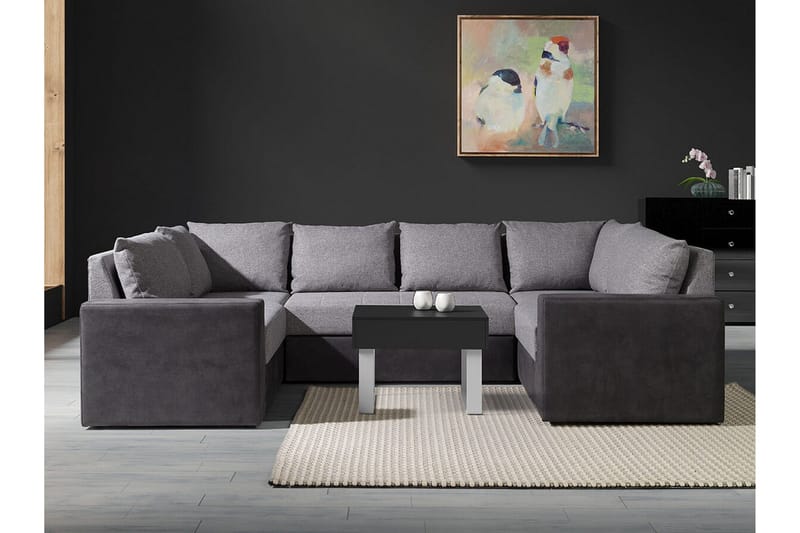 Staffin 4-sits Hörnbäddsoffa NO_BRAND Light grey/Dark grey - Møbler - Sofaer - Sovesofaer - Hjørnesovesofa