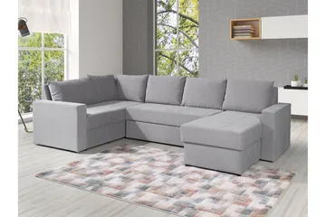 Staffin 4-sits Hörnbäddsoffa NO_BRAND Ljusgrå - Møbler - Sofaer - Sovesofaer - Hjørnesovesofa
