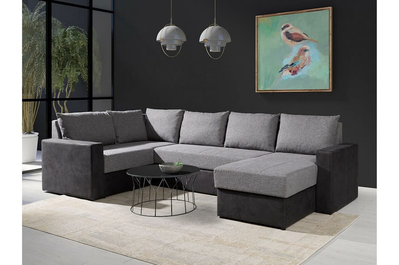 Staffin 4-sits Hörnbäddsoffa NO_BRAND Ljusgrå - Møbler - Sofaer - Sovesofaer - Hjørnesovesofa