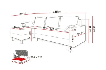 Summerhill 3-seter Høyrevendt Hjørnesovesofa med Oppbevaring i Stoff med Treramme - Svart - Møbler - Sofaer - Sovesofaer - Sovesofa divan