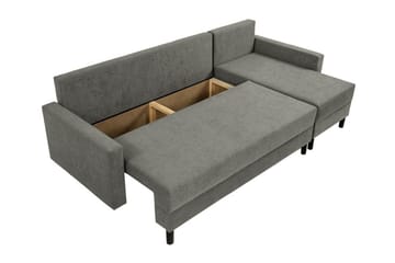 Summerhill 3-seter Høyrevendt Hjørnesovesofa med Oppbevaring i Stoff med Treramme - Svart - Møbler - Sofaer - Sovesofaer - Sovesofa divan