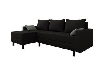 Summerhill 3-seter Høyrevendt Hjørnesovesofa med Oppbevaring i Stoff med Treramme - Svart - Møbler - Sofaer - Sovesofaer - Sovesofa divan