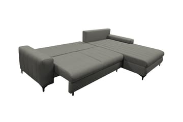 Talby 3-seter Høyre L-formet Hjørnesovesofa 135x255 cm med Oppbevaring i Stoff - Grå - Møbler - Sofaer - Sovesofaer - Sovesofa divan