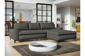 Talby 3-seter Høyre L-formet Hjørnesovesofa 135x255 cm med Oppbevaring i Stoff - Grå - Møbler - Sofaer - Sovesofaer - Sovesofa divan