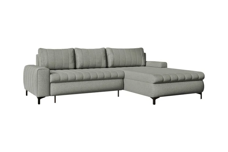 Talby 3-seter Høyre Sovesofa 135x255 cm med Oppbevaring i Stoff, Grå