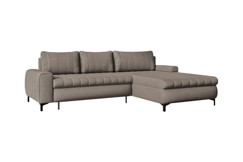 Talby 3-seter Høyre Sovesofa 135x255 cm med Oppbevaring i Stoff, Gråbeige
