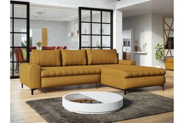 Talby 3-seter Høyre Sovesofa 135x255 cm med Oppbevaring i Stoff - Gul - Møbler - Sofaer - Sovesofaer - Sovesofa divan