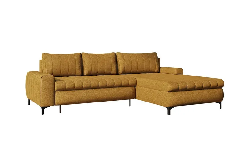 Talby 3-seter Høyre Sovesofa 135x255 cm med Oppbevaring i Stoff, Gul