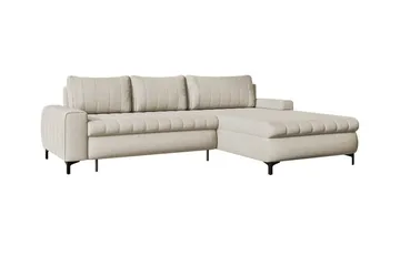 Talby 3-seter Høyre Sovesofa med Oppbevaring og Kanalsteppet i Stoff - Beige - Møbler - Sofaer - Sovesofaer - Sovesofa divan