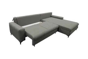 Talby 3-seter Høyre Sovesofa med Oppbevaring og Vertikale Sømmer i Stoff - Beige - Møbler - Sofaer - Sovesofaer - Sovesofa divan