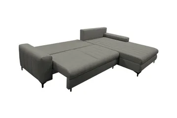 Talby 3-seter Høyre Sovesofa med Oppbevaring og Vertikale Sømmer i Stoff - Beige - Møbler - Sofaer - Sovesofaer - Sovesofa divan