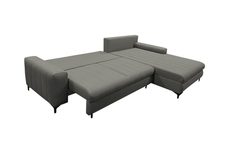 Talby 3-seter Høyre Sovesofa med Oppbevaring og Vertikale Sømmer i Stoff - Beige - Møbler - Sofaer - Sovesofaer - Sovesofa divan