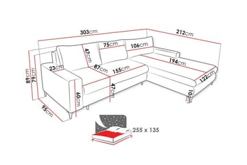 Talby 3-seters Hjørnesovesofa - Møbler - Sofaer - Sovesofaer - Hjørnesovesofa
