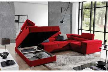 Theriago Hjørnesovesofa med Divan Venstre - Rød - Møbler - Sofaer - Sovesofaer - Hjørnesovesofa