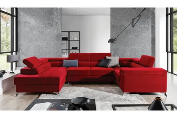 Theriago Hjørnesovesofa med Divan Venstre - Rød - Møbler - Sofaer - Sovesofaer - Hjørnesovesofa
