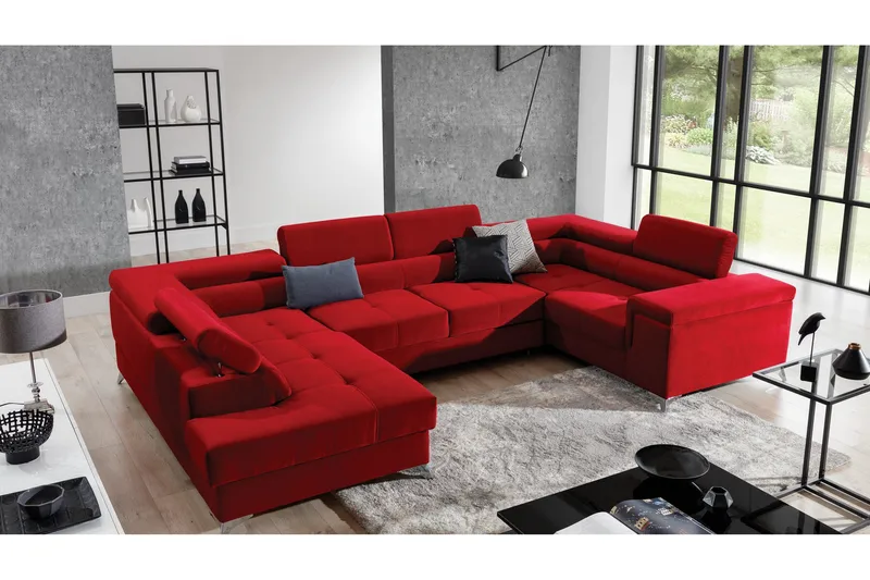 Theriago Hjørnesovesofa med Divan Venstre - Rød - Møbler - Sofaer - Sovesofaer - Hjørnesovesofa