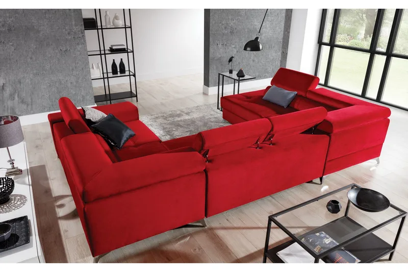 Theriago Hjørnesovesofa med Divan Venstre - Rød - Møbler - Sofaer - Sovesofaer - Hjørnesovesofa