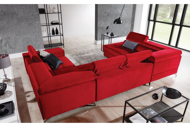 Theriago Hjørnesovesofa med Divan Venstre - Rød - Møbler - Sofaer - Sovesofaer - Hjørnesovesofa